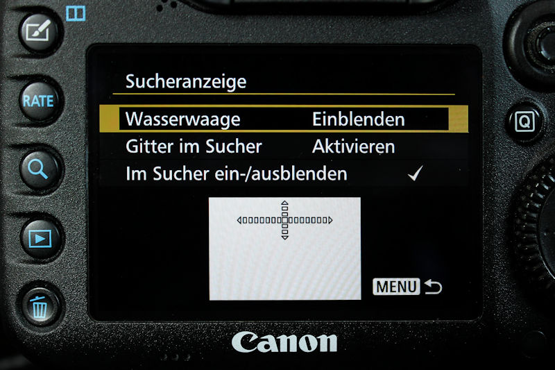 Gitter einblenden bei Canon EOS 7D Mark II
