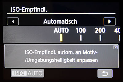 ISO Wert einstellen im Canon Schnellstartmenü