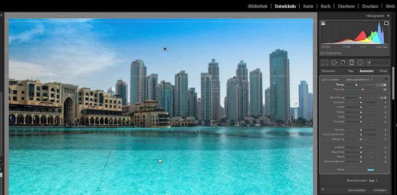 Bildbearbeitung in Lightroom - Linearfilter anwenden