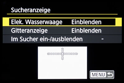 Tipps und Einstellungen Canon 6D Mark II - Sucheranzeige