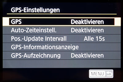 Tipps und Einstellungen Canon 6D Mark II - GPS