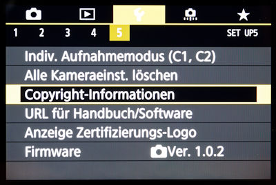 Tipps und Einstellungen Canon 6D Mark II - SET UP5