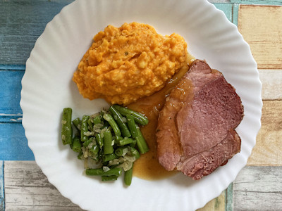 Rezept – Deutsche Küche – Badischers Schäufele, Süßkartoffelstampf, Bohnen Rezept - Deutsche Küche - Badischers Schäufele, Süßkartoffelstampf, Bohnen