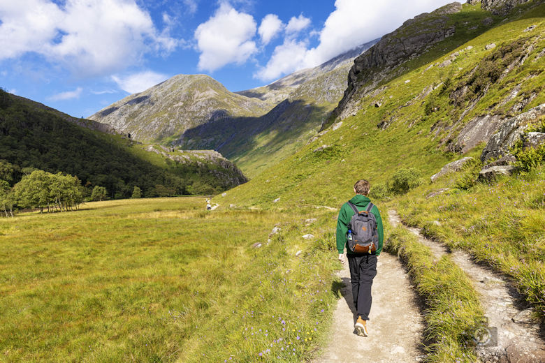 Steall Falls Wanderung, Glen Nevis, Schottland