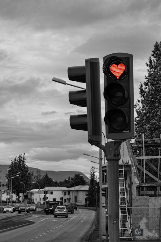 Herz Ampel im Akureyri
